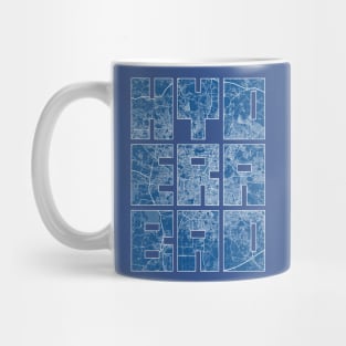 Hyderabad, India City Map Typography - Blueprint Mug